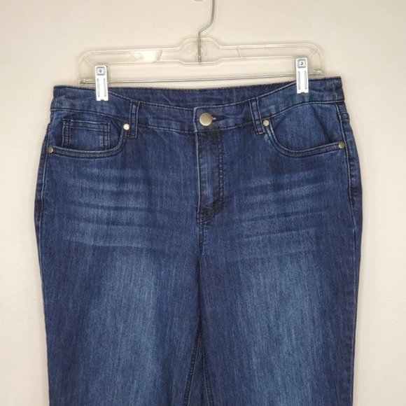 Christopher & Banks Dark Wash Whiskering Fading Stretchy Denim Jeans, Size 10 - Picture 3 of 11
